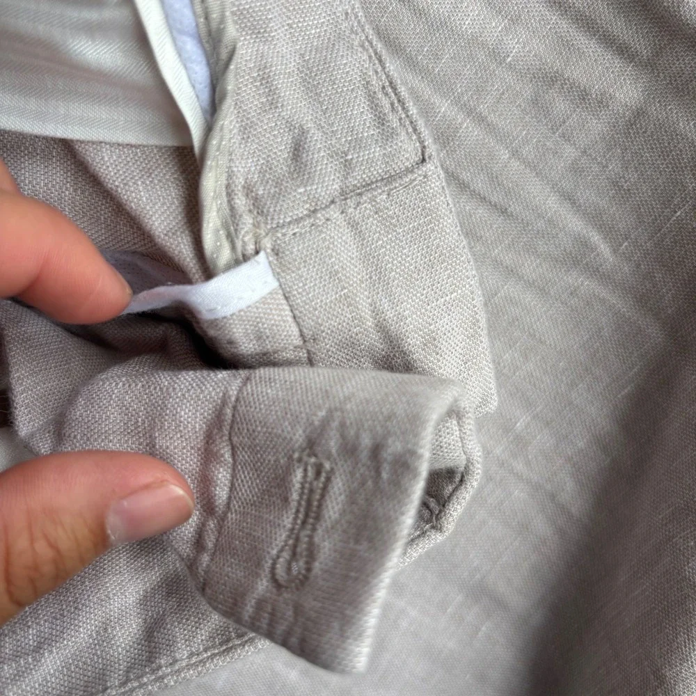 Perry Ellis Pants Mens 34x30 Linen Blend Beige Flat Front Straight Leg